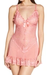 Oh La La Cheri Valentine Soft Cup Babydoll Chemise & G-string Thong In Tea Rose