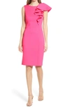 Eliza J One-shoulder Scuba Crepe Cocktail Dress In Fuchsia