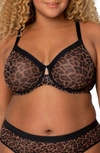 Curvy Couture Full Figure Mesh Underwire Bra In Designer Leo