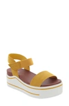 Mia Olita Vegan Suede Platform Sandal In Mustard