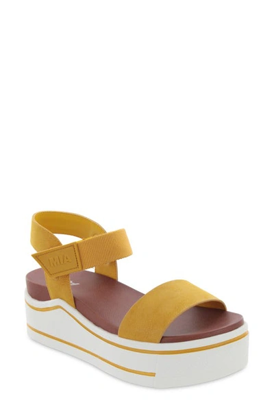 Mia Olita Vegan Suede Platform Sandal In Mustard