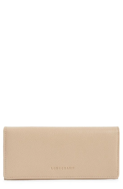 Longchamp Leather Continental Wallet In Beige