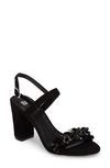 Bp. Lula Block Heel Slingback Sandal In Black Floral Suede