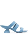 Ferragamo Steffie Triple Strap Slide Sandal In Blue