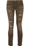 R13 Kate distressed low-rise leopard-print skinny jeans