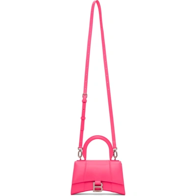 Balenciaga Hourglass Xs Crocodile-embossed Top-handle Bag In Pink