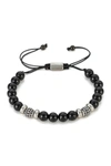 Eye Candy Los Angeles Charles Stretch Beaded Agate Bracelet In Black