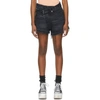 R13 BLACK CROSSOVER DENIM SHORTS