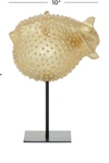 WILLOW ROW GOLDTONE POLYRESIN HANDMADE SPIKED BLOWFISH SCULPTURE WITH STAND,758647941537