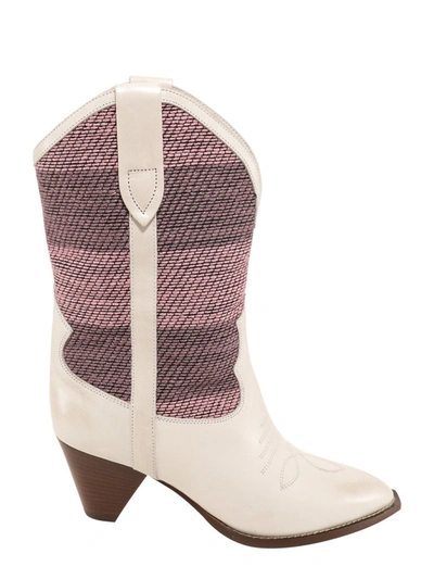 Isabel Marant Luliette Contrasting-panel Detail Boots In Pink