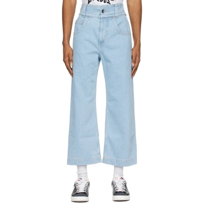 Opening Ceremony Light-wash Logo-embroidered Jeans In Blue