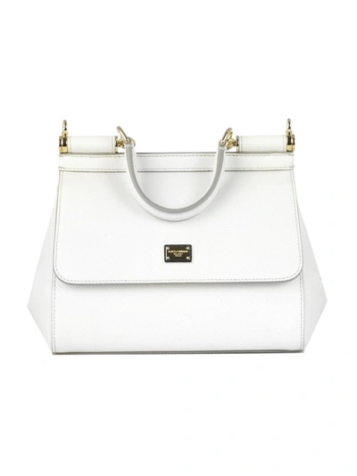 Dolce & Gabbana Sicily Small Tote Bag In White