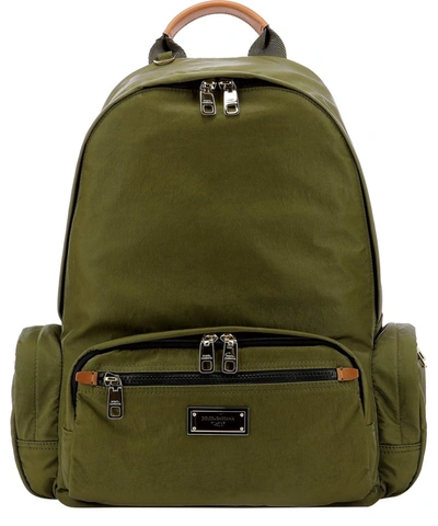 Dolce & Gabbana Logo Plaque Backpack In Green