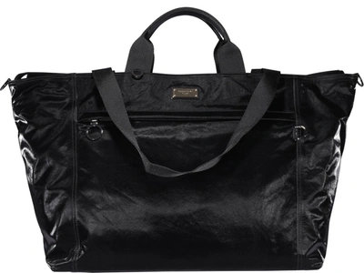 Dolce & Gabbana Logo Zipped Shopper Bag In Black
