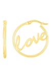 KARAT RUSH 14K YELLOW GOLD LOVE HOOP EARRINGS,789325461276