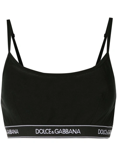 Dolce & Gabbana Stretch Cotton Brassiere Bra Top In Black