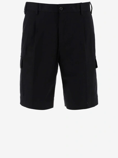 Dolce & Gabbana High-rise Cotton Cargo Shorts In Black