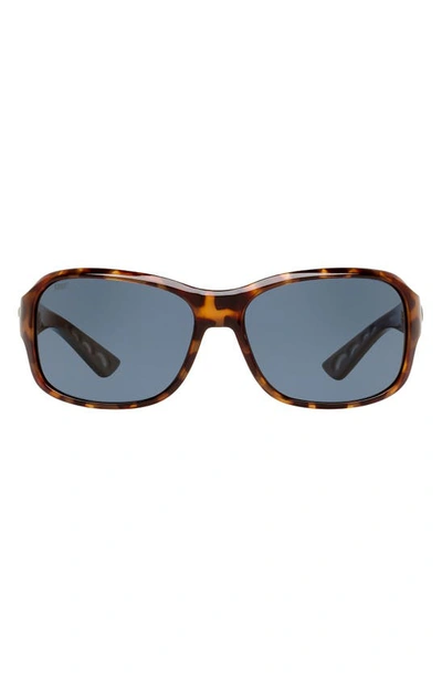 Costa Del Mar Pillow 58mm Polarized Sunglasses In Retro Tortoise/ Grey
