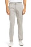 Peter Millar Crown Soft Flat Front Stretch Cotton & Silk Dress Pants In Gale Grey