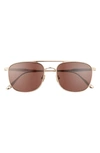 Tom Ford Jake 56mm Rose Gold Navigator Sunglasses In Shiny Rose Gold / Brown