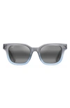 Maui Jim Shore Break 50mm Mirrored Polarizedplus2® Square Sunglasses In Matte Translucent Blue Gray/gray Gradient