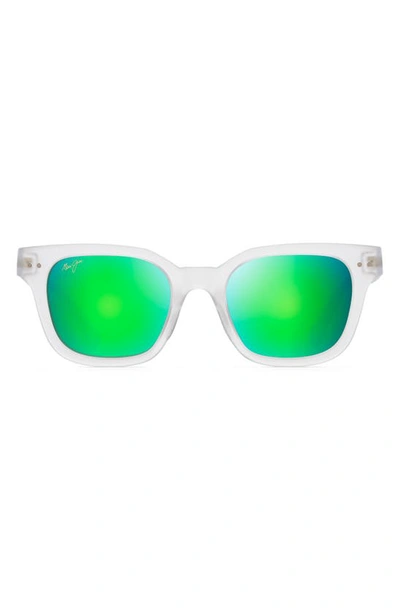 Maui Jim Shore Break 50mm Polarizedplus2® Mirrored Sunglasses In Frosted Crystal/ Maui Green