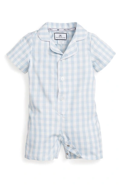 Petite Plume Boys' Gingham Classic Romper - Baby In Blue