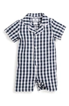 Petite Plume Classic Gingham One-piece Pajamas In Navy