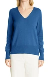 Akris V-neck Cashmere Sweater In Deep Blue