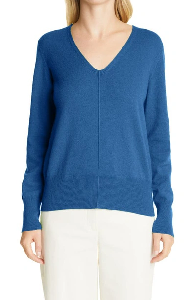 Akris V-neck Cashmere Sweater In Deep Blue