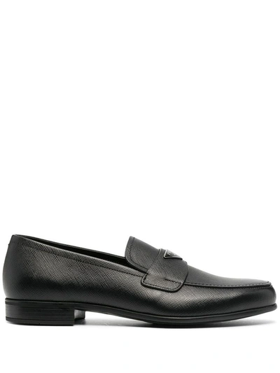 Prada Men's Black Leather Loafers
