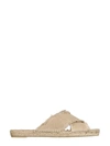 Castaã±er Palmera Sand Canvas Criss Cross Slide Sandals In Beige