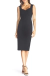 DRESS THE POPULATION ELLE SWEETHEART NECK SHEATH MIDI DRESS,DDR452-3053