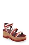 Ferragamo Mysen Bicolor Wedge Sandals In Pink / Lingonberry