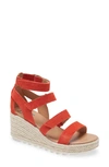 Sorel Women's Cameron Suede Wedge Sandals In Signal Red