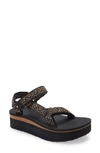 Teva Womens Leopard Flatform Universal Leopard-print Recycled-polyester Sandals 8 In Dorinda Neutral Multi