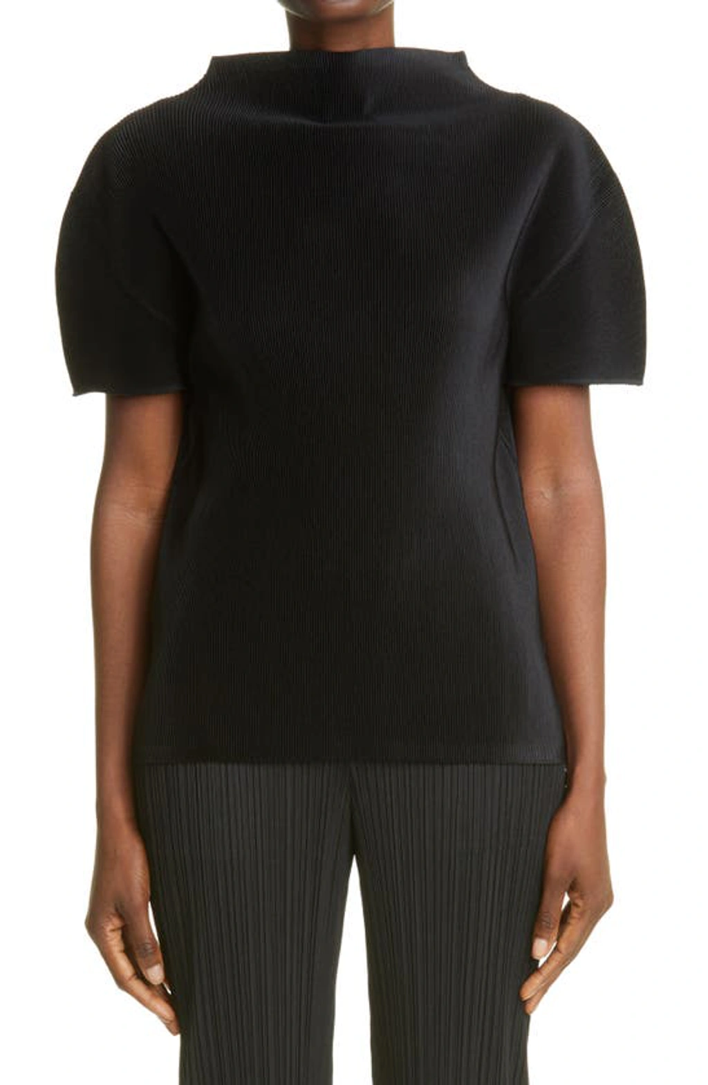 トップス PLEATS PLEASE MIST BASICS BLACK Issey Miyake Mist Basics Pleated Funnel Neck Top In Black | ModeSens