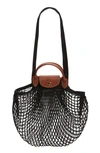 Longchamp Le Pliage Filet Knit Shoulder Bag In Black