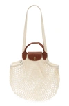 Longchamp Le Pliage Filet Knit Shoulder Bag In Ecru
