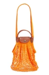 Longchamp Le Pliage Filet Knit Shoulder Bag In Orange