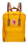 Fjall Raven Kånken Rainbow Water Resistant Backpack In Warm Yellow-rainbow Pattern