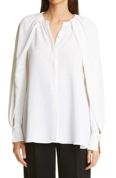 Altuzarra Celandine Cape Sleeve Button-up Blouse In Optic White