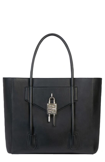 Givenchy Antigona Lock Soft Leather Shopper In Black