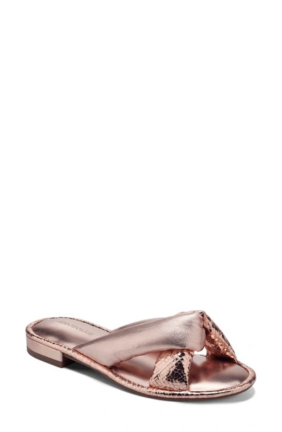 Aerosoles Jordan Slide Sandal In Rose Gold Leather
