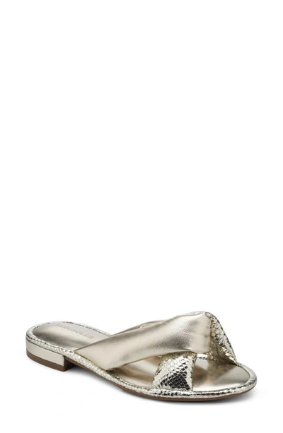 Aerosoles Jordan Slide Sandal In Soft Gold Leather