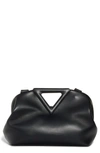 Bottega Veneta The Triangle Calfskin Leather Shoulder Bag In Black-silver