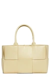 Bottega Veneta Womens Icecream Arco Large Intrecciato Leather Tote Bag In Ice Cream/ Silver