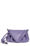 Bottega Veneta Small Beak Triangle Flap Leather Shoulder Bag In Lavender-silver