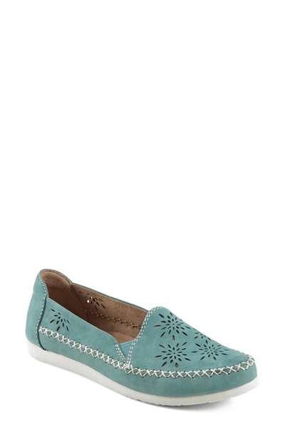 Earth Origins Lorelei Flat In Agate Green Nubuck Leather