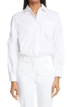 Max Mara Osteo Cotton Shirt With Laces In Optical White